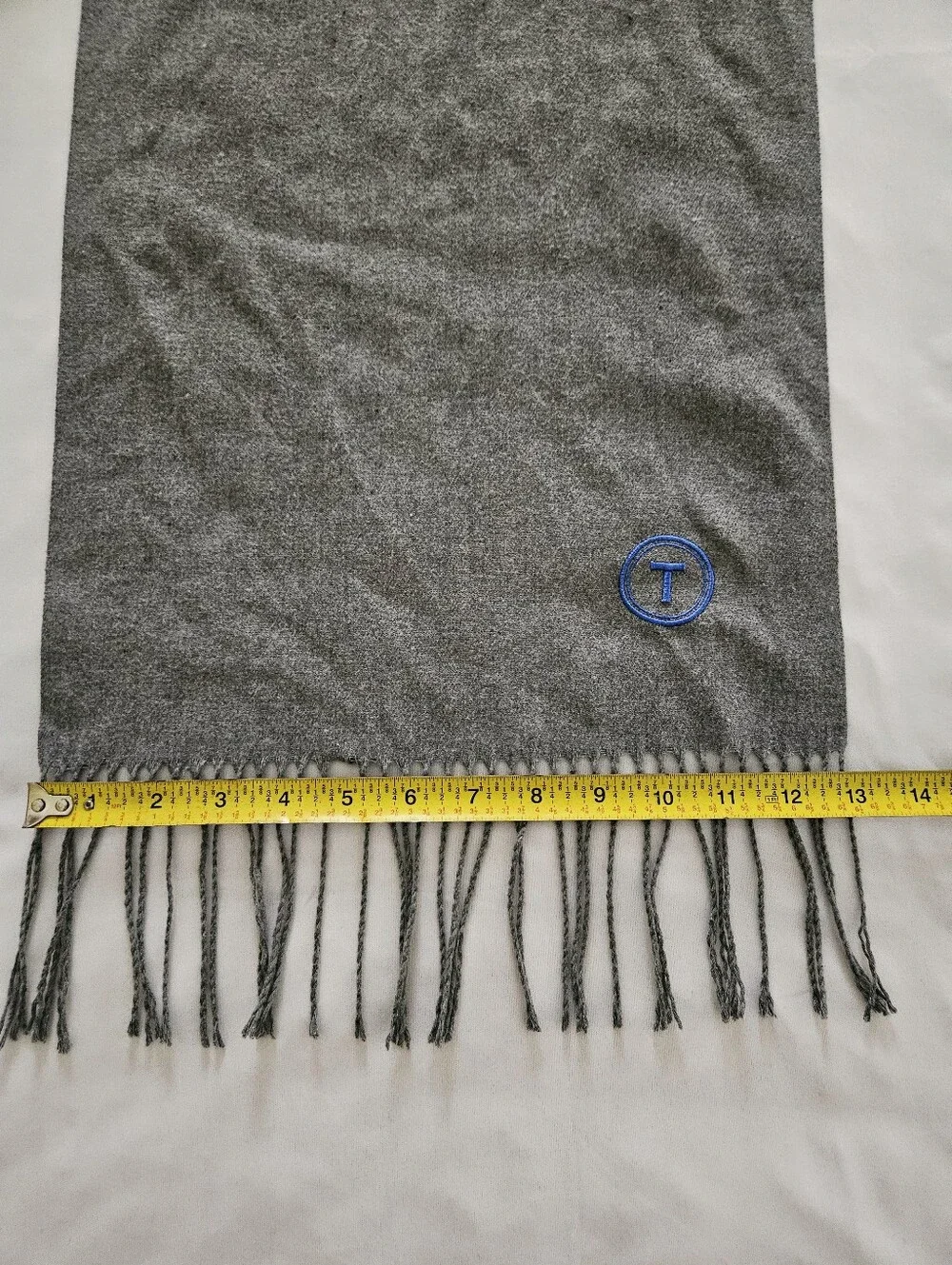 Twillory Gray Cashmere Blend Fringe Scarf Soft Winter Wrap Unisex